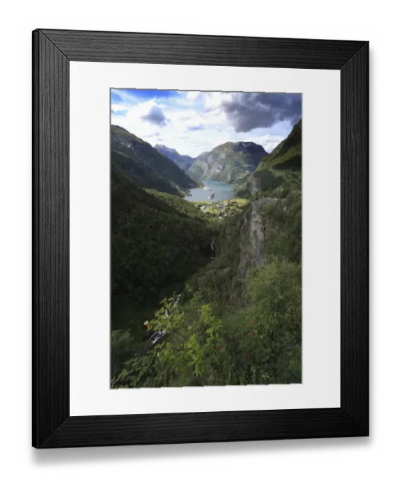 Framed Print : Cruise ships in Geirangerfjord, Geiranger town Framed Print : Cruise ships in Geirangerfjord, Geiranger town