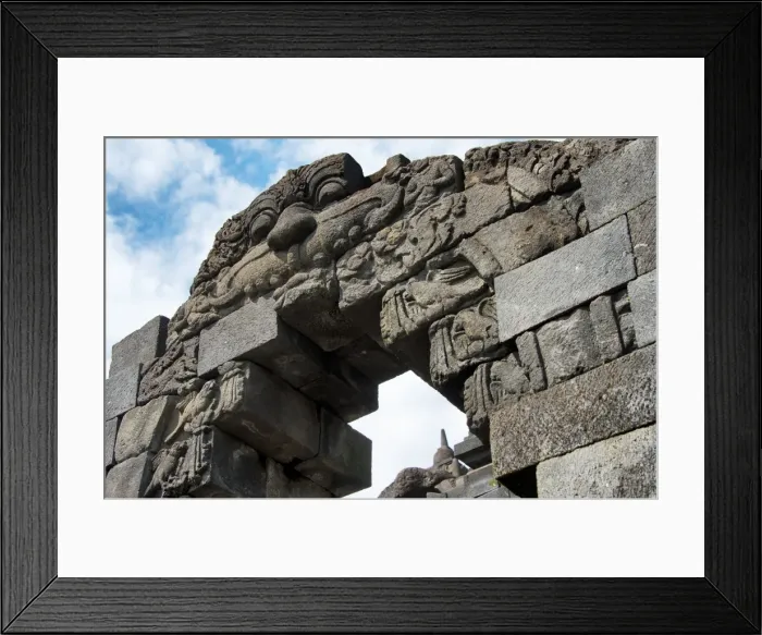 Framed Print : Carved gateway to main stupa at Borobudur Temple