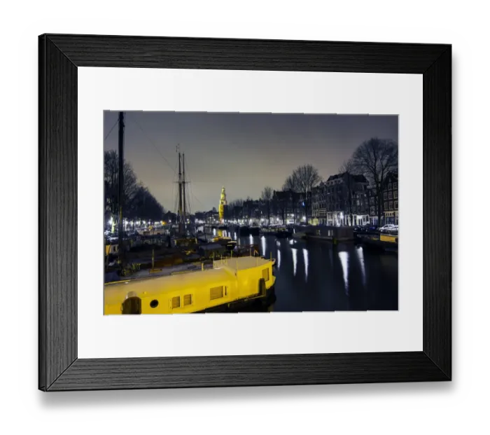 Framed Print : Amsterdam canals at night