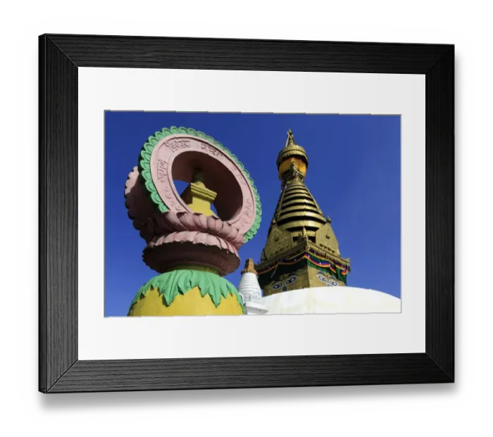 Framed Print : Buddhist Stupa and Prayer Flags Monkey Temple Framed Print : Buddhist Stupa and Prayer Flags Monkey Temple