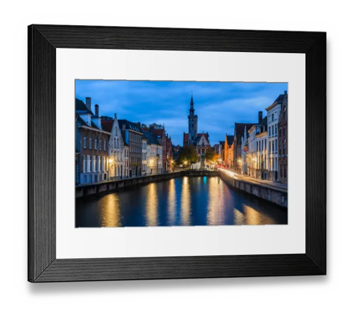 Framed Print : Historic Spiegelrei harbor in Bruges, Belgium Framed Print : Historic Spiegelrei harbor in Bruges, Belgium