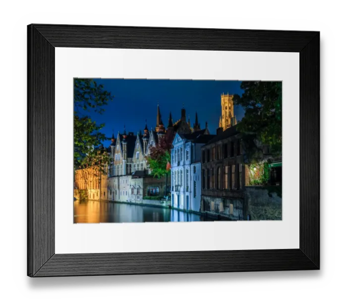 Framed Print : Canal with Belfry in Bruges, Belgium Framed Print : Canal with Belfry in Bruges, Belgium