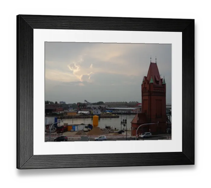 Framed Print : LAOEbeck harbour impressive clouds, Germany Framed Print : LAOEbeck harbour impressive clouds, Germany