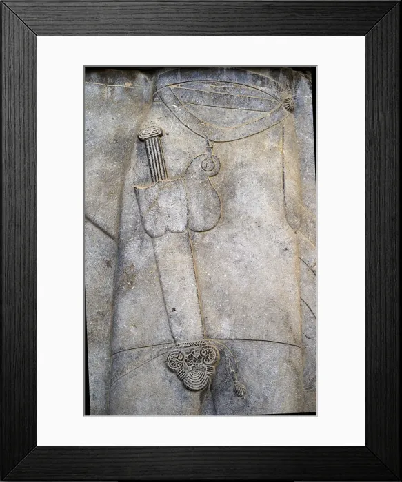 Framed Print : Bas-relief of a decorated scabbard, Persepolis Framed Print : Bas-relief of a decorated scabbard, Persepolis