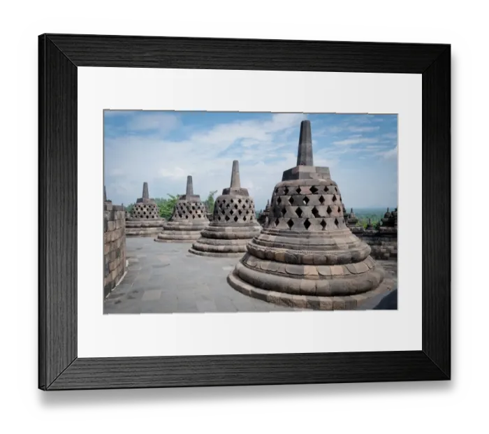 Framed Print : Caged Buddhas at Borobudur, Indonesia Framed Print : Caged Buddhas at Borobudur, Indonesia