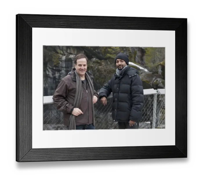 Framed Print : Two Men Standing At A Fenced Lookout Point With Moss Covered Rock In The Background In Jasper National Park Framed Print : Two Men Standing At A Fenced Lookout Point With Moss Covered Rock In The Background In Jasper National Park
