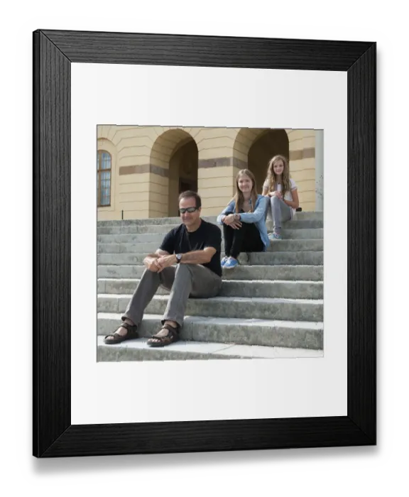 Framed Print : A Father And Two Daughters Sitting On Steps At Drottningholm Palace Framed Print : A Father And Two Daughters Sitting On Steps At Drottningholm Palace