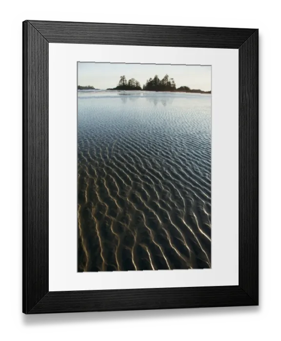 Framed Print : Ripples Form In The Sand At Chestermans Beach And Frank Island Near Tofino Framed Print : Ripples Form In The Sand At Chestermans Beach And Frank Island Near Tofino