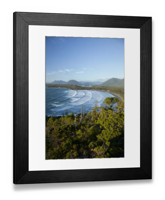 Framed Print : The View Of Cox Bay And Surrounding Mountains And Temperate Rainforest Near Tofino
