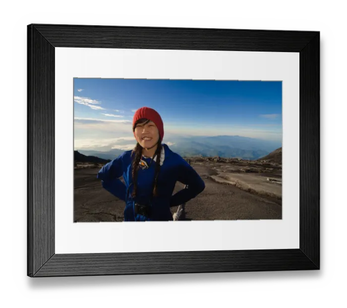Framed Print : Japanese girl poses Mt Kinabalu, World Heritage Framed Print : Japanese girl poses Mt Kinabalu, World Heritage