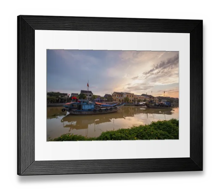 Framed Print : Hoi An Ancient Town Riverside at dusk, Vietnam Framed Print : Hoi An Ancient Town Riverside at dusk, Vietnam