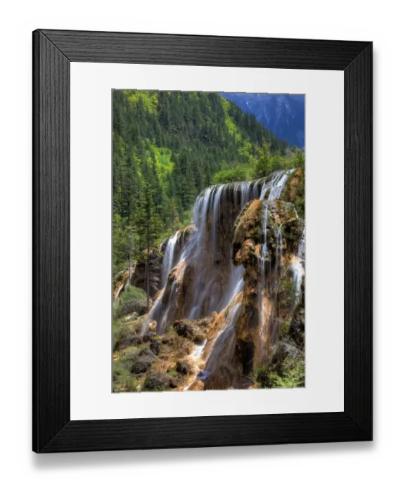 Framed Print : Landscape of Pearl Shoal waterfall at Jiuzhaigou, Sichuan, China