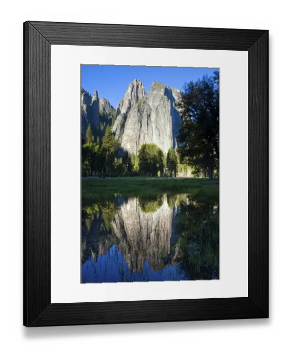 Framed Print : Cathedral Rocks are reflected in a pool of water in Yosemite National Park, CA Framed Print : Cathedral Rocks are reflected in a pool of water in Yosemite National Park, CA