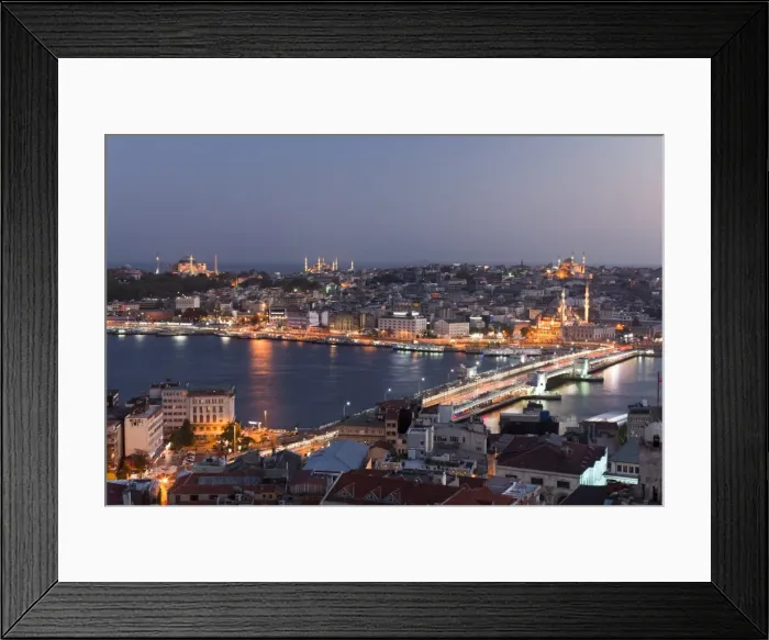 Framed Print : Galata bridge with Old Istanbul at dusk Framed Print : Galata bridge with Old Istanbul at dusk