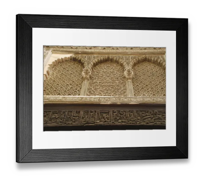 Framed Print : Detail islamic stone and wood carving Medersa Bou Inania Fez Morocco Framed Print : Detail islamic stone and wood carving Medersa Bou Inania Fez Morocco