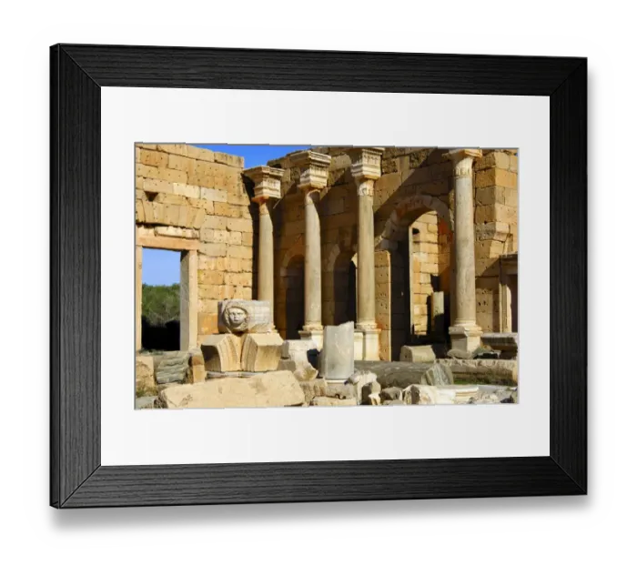 Framed Print : Head of Medusa, Severan Forum, Ruins of the Roman City Leptis Magna, Libya