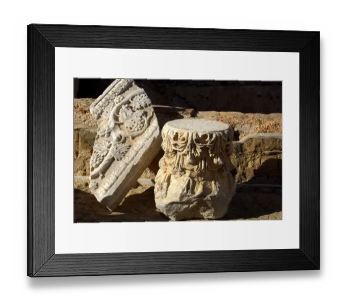 Framed Print : Capital and frieze with vine leaf decoration, Ruins of the Roman Empire, Leptis Magna, Libya Framed Print : Capital and frieze with vine leaf decoration, Ruins of the Roman Empire, Leptis Magna, Libya