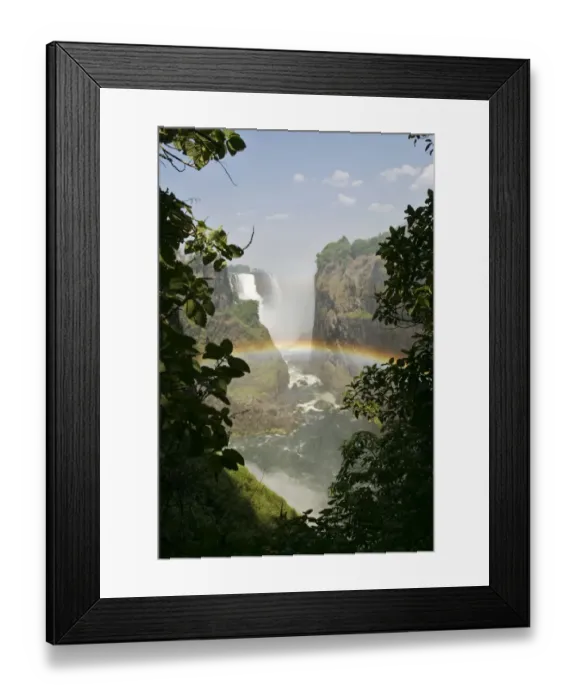 Framed Print : Victoria Falls with rainbow, view from Zimbabwe, Zambezi River, Zambia, Zimbabwe, Africa Framed Print : Victoria Falls with rainbow, view from Zimbabwe, Zambezi River, Zambia, Zimbabwe, Africa