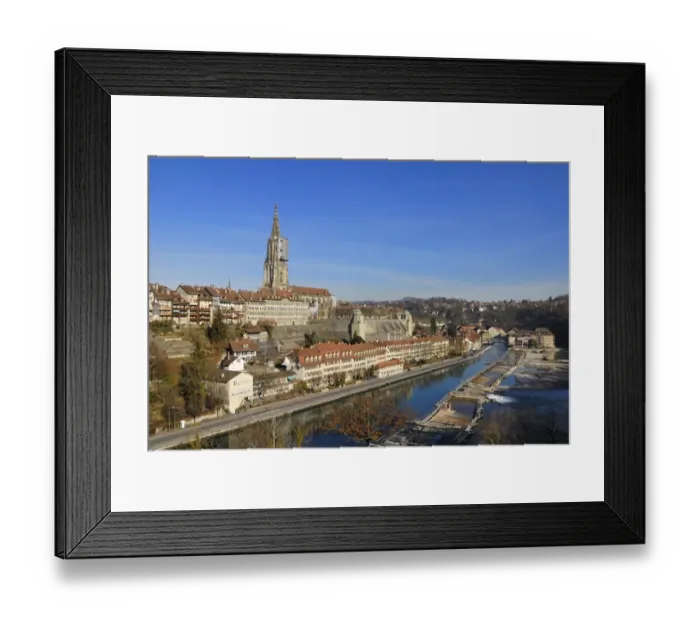 Framed Print : Bern - view of the old town and the Aare river - Switzerland, Europe Framed Print : Bern - view of the old town and the Aare river - Switzerland, Europe