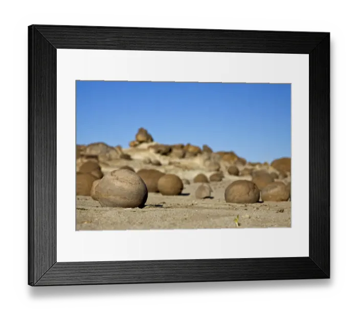 Framed Print : Cancha de Bochas - round stones at National Park Parque Provincial Ischigualasto, Central Andes, Argentina, South America Framed Print : Cancha de Bochas - round stones at National Park Parque Provincial Ischigualasto, Central Andes, Argentina, South America