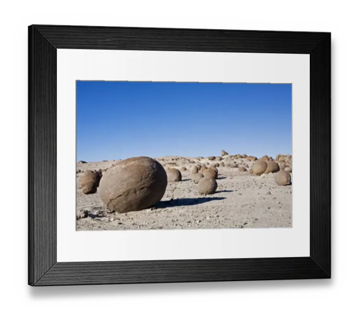 Framed Print : Cancha de Bochas - round stones at National Park Parque Provincial Ischigualasto, Central Andes, Argentina, South America Framed Print : Cancha de Bochas - round stones at National Park Parque Provincial Ischigualasto, Central Andes, Argentina, South America