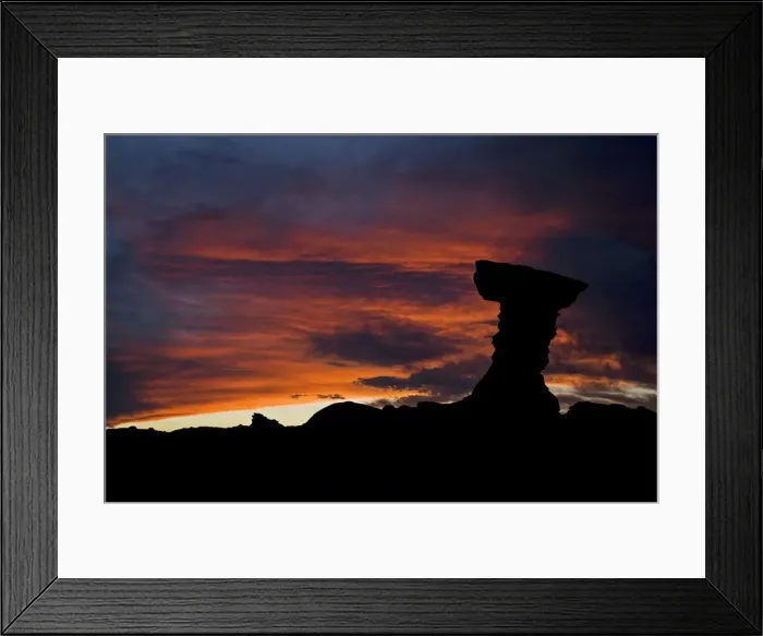 Framed Print : Mushroom rock El Hongo at sundown, National Park Parque Provincial Ischigualasto, Central Andes, Argentina, South America Framed Print : Mushroom rock El Hongo at sundown, National Park Parque Provincial Ischigualasto, Central Andes, Argentina, South America