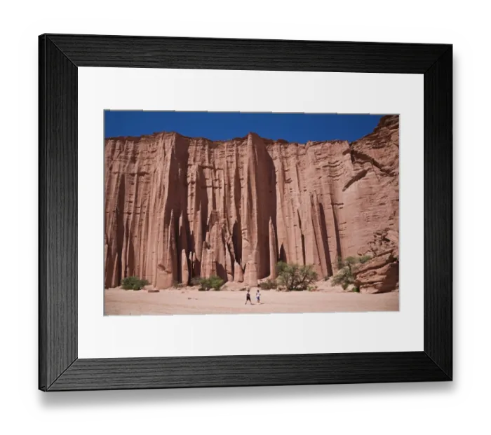 Framed Print : Walker in the Sandstone canyon in the national park, Parque Nacional Talampaya, Argentina, South America Framed Print : Walker in the Sandstone canyon in the national park, Parque Nacional Talampaya, Argentina, South America