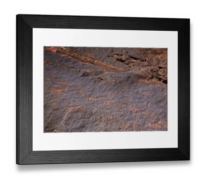 Framed Print : Rock drawing from the original inhabitants in the national park, Parque Nacional Talampaya, Argentina, South America