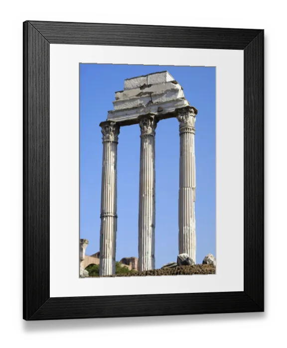 Framed Print : Three columns and architrave Temple of Castor and Pollux Forum Romanum Rome Italy