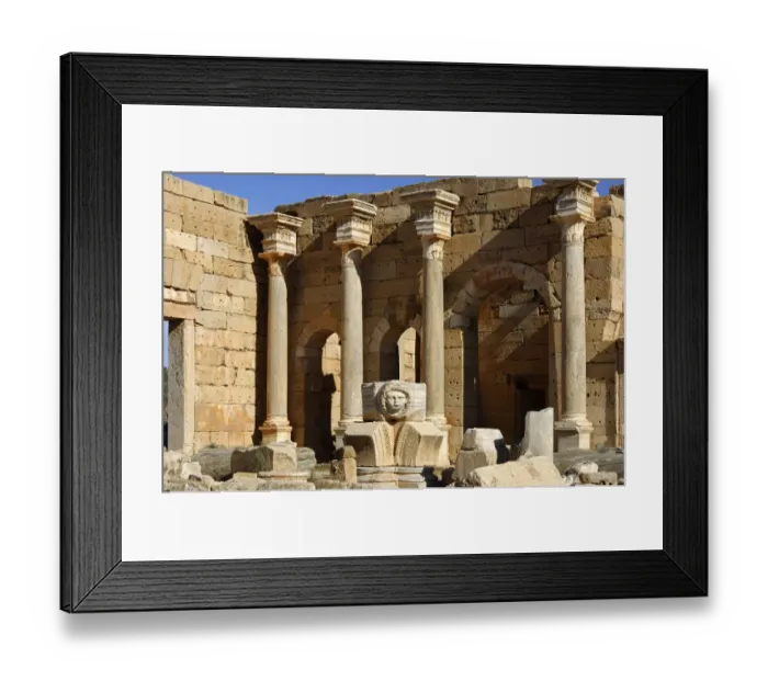 Framed Print : Columns and head of a Medusa Severus Forum Leptis Magna Libya Framed Print : Columns and head of a Medusa Severus Forum Leptis Magna Libya
