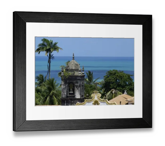 Framed Print : Baroque church, palm trees and blue ocean, Olinda, Pernambuco, Brazil Framed Print : Baroque church, palm trees and blue ocean, Olinda, Pernambuco, Brazil