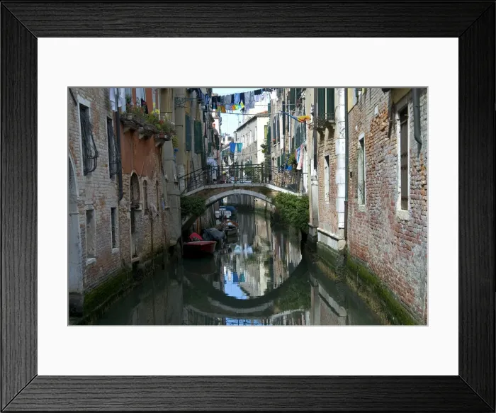 Framed Print : Canal and clothings Venice Italy Framed Print : Canal and clothings Venice Italy