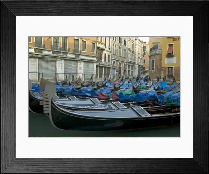 Framed Print : Parking gondolas Venice Italy