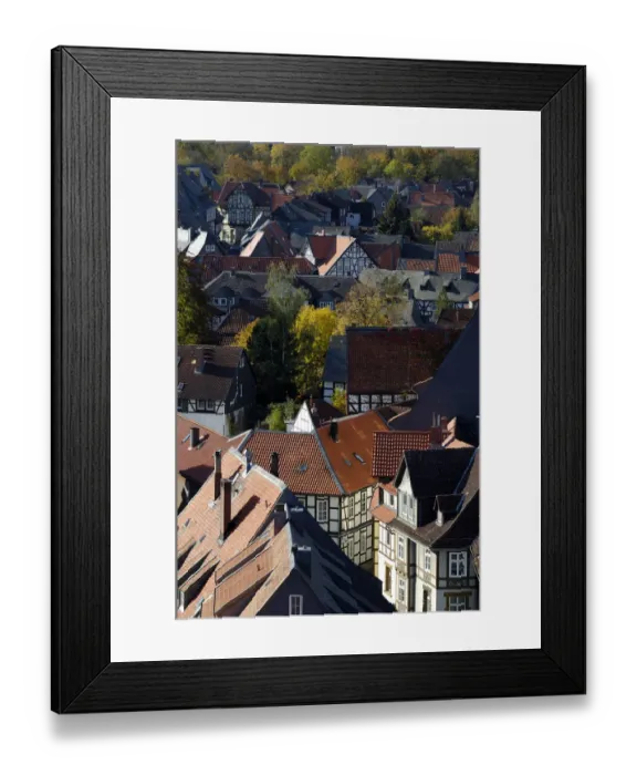 Framed Print : UNESCCO World Heritage Site view over picturesque old town from tower of Marktkirche Goslar Lower Saxony Germany Framed Print : UNESCCO World Heritage Site view over picturesque old town from tower of Marktkirche Goslar Lower Saxony Germany