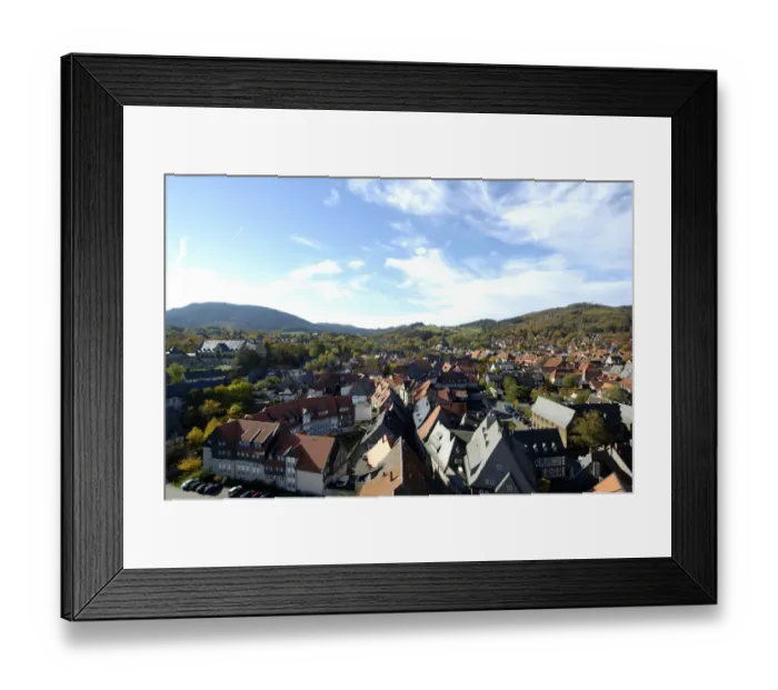 Framed Print : UNESCCO World Heritage Site view over picturesque old town from tower of Marktkirche Goslar Lower Saxony Germany Framed Print : UNESCCO World Heritage Site view over picturesque old town from tower of Marktkirche Goslar Lower Saxony Germany