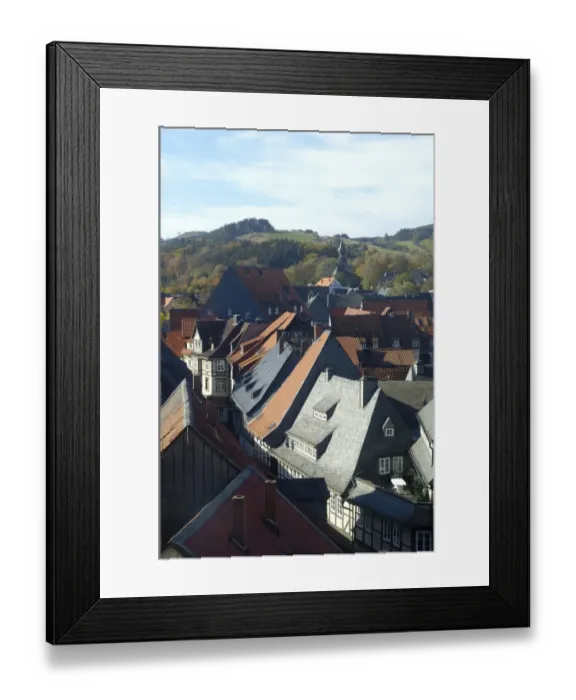 Framed Print : UNESCCO World Heritage Site view over picturesque old town from tower of Marktkirche Goslar Lower Saxony Germany Framed Print : UNESCCO World Heritage Site view over picturesque old town from tower of Marktkirche Goslar Lower Saxony Germany