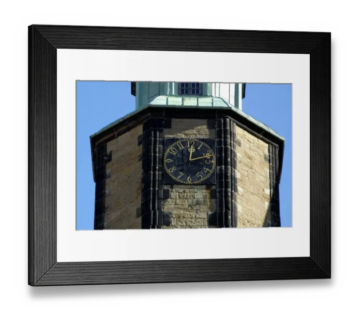 Framed Print : UNESCCO World Heritage Site Marktkirche tower clock Goslar Lower Saxony Germany