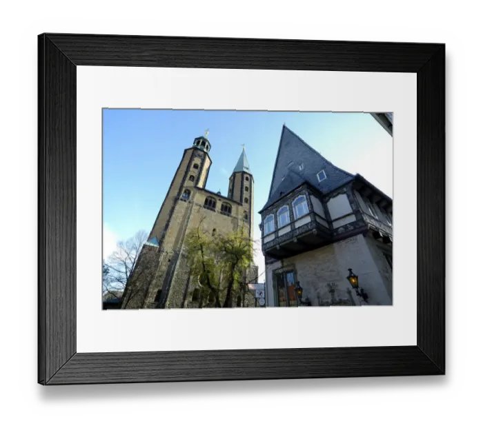 Framed Print : UNESCCO World Heritage Site picturesque old town Marktkirche Goslar Lower Saxony Germany Framed Print : UNESCCO World Heritage Site picturesque old town Marktkirche Goslar Lower Saxony Germany
