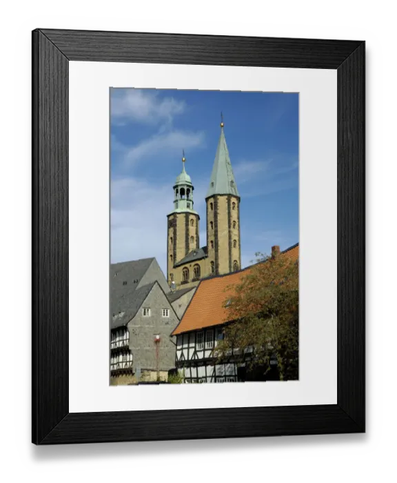 Framed Print : UNESCCO World Heritage Site picturesque old town Marktkirche Goslar Lower Saxony Germany