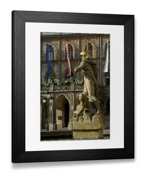 Framed Print : UNESCO World Heritage Site classic Weimar, Neptun fontain, new town hall, Weimar Thuringia Germany