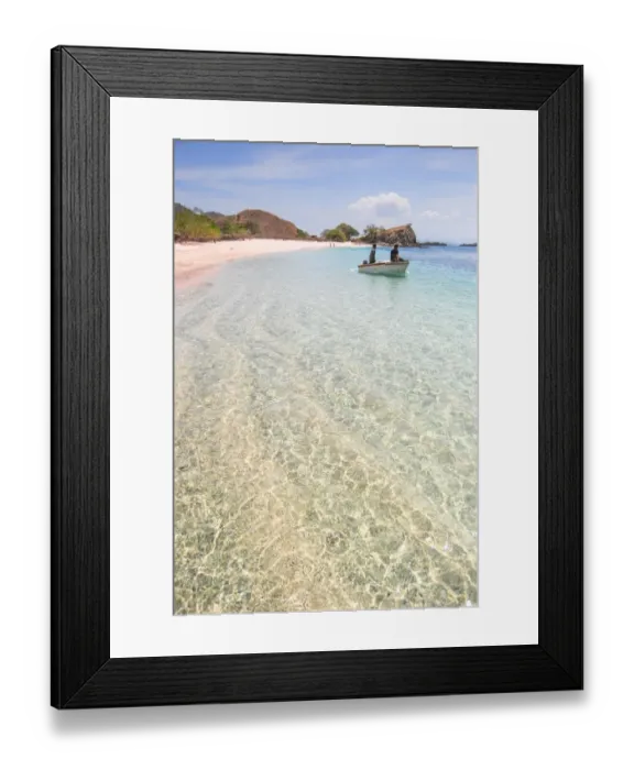 Framed Print : Komodo Island beach boat Framed Print : Komodo Island beach boat