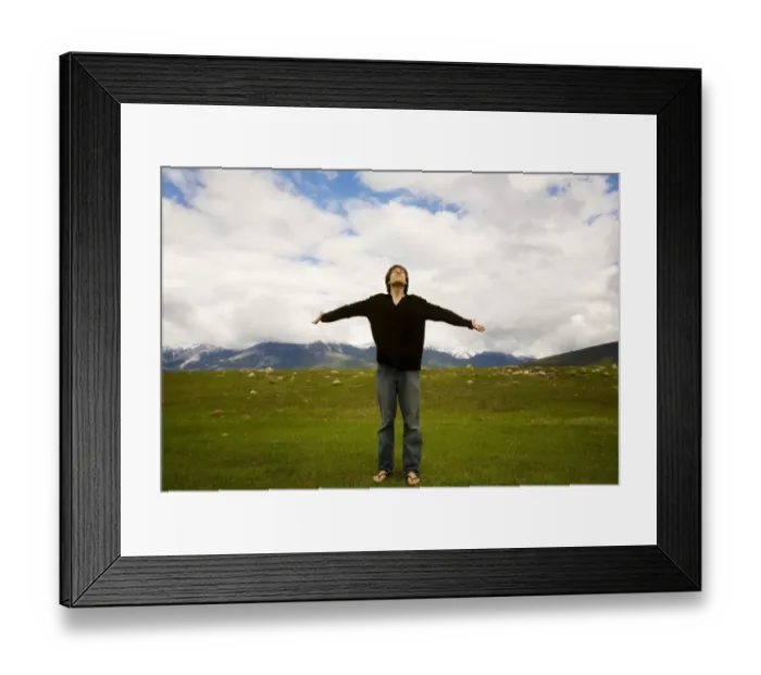 Framed Print : Man with open arms, Jasper, Canada Framed Print : Man with open arms, Jasper, Canada