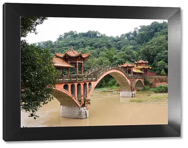 Chinese red bridge, LeShan, SiChuan, China