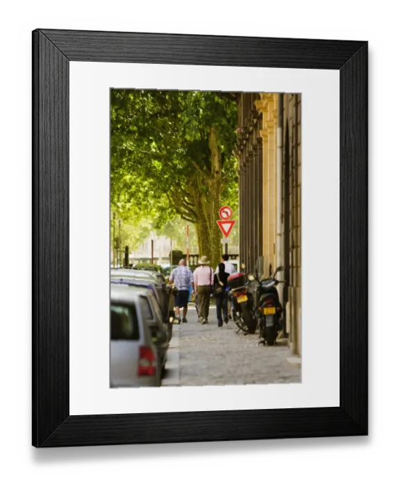 Framed Print : Rear view of five people walking on a sidewalk, Bordeaux, Aquitaine, France Framed Print : Rear view of five people walking on a sidewalk, Bordeaux, Aquitaine, France