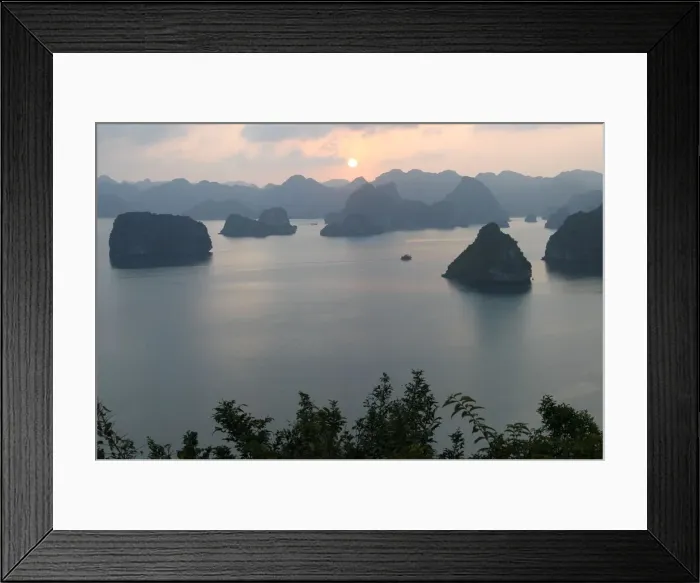 Framed Print : Sunset in the UNESCO-declared world natural heritage Halong Bay Viet Nam Framed Print : Sunset in the UNESCO-declared world natural heritage Halong Bay Viet Nam