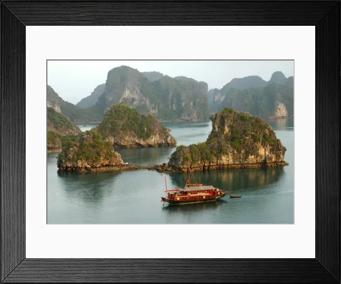 Framed Print : Twilight over the island world of the UNESCO-declared world natural heritage Halong Bay Viet Nam Framed Print : Twilight over the island world of the UNESCO-declared world natural heritage Halong Bay Viet Nam