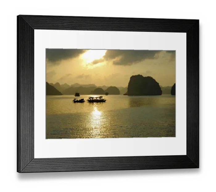 Framed Print : Sunset in the UNESCO-declared world natural heritage Halong Bay Viet Nam Framed Print : Sunset in the UNESCO-declared world natural heritage Halong Bay Viet Nam