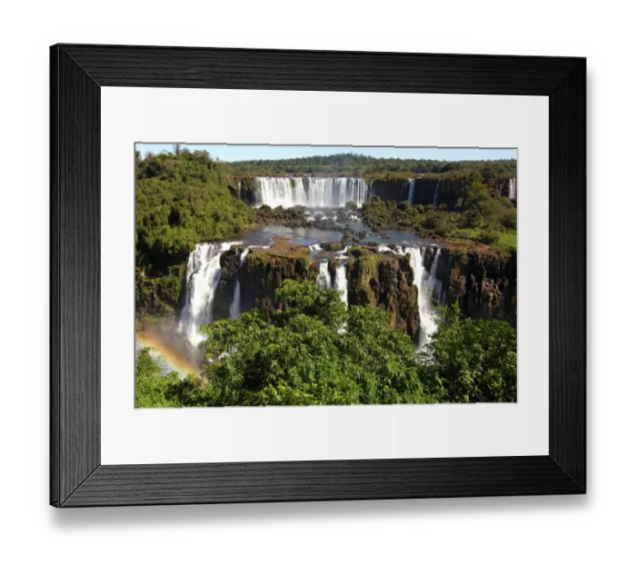 Framed Print : Cascades with rainbow Iguazu Waterfalls Argentina Brazil Framed Print : Cascades with rainbow Iguazu Waterfalls Argentina Brazil