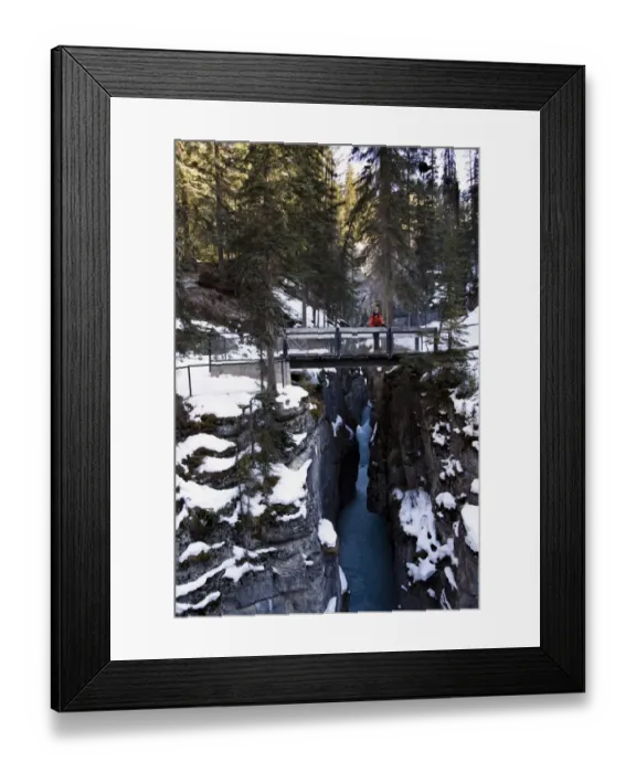 Framed Print : Person standing on a bridge, Maligne Canyon, Jasper National Park, Alberta, Canada Framed Print : Person standing on a bridge, Maligne Canyon, Jasper National Park, Alberta, Canada