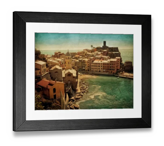 Framed Print : Vernazza Cinque Terre 5 lands UNESCO azure blue sea boats dock colors cape Framed Print : Vernazza Cinque Terre 5 lands UNESCO azure blue sea boats dock colors cape